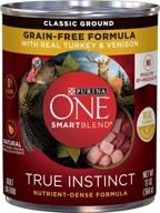 🐕 purina one grain free pate wet dog food: true instinct with real turkey & venison - (12) 13 oz. cans logo