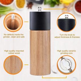 img 2 attached to 🌶️ Premium 2 Pack Salt and Pepper Grinder Set - Adjustable Coarseness, Refillable Ceramic Rotors, Wood Pepper Mill - Ideal for Sea Salt, Black Peppercorn - 6.5inch