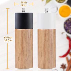 img 3 attached to 🌶️ Premium 2 Pack Salt and Pepper Grinder Set - Adjustable Coarseness, Refillable Ceramic Rotors, Wood Pepper Mill - Ideal for Sea Salt, Black Peppercorn - 6.5inch