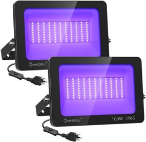 img 4 attached to 🎉 Onforu 2 Pack 100W LED Black Light: Waterproof Neon Glow for Parties, Halloween, and More!