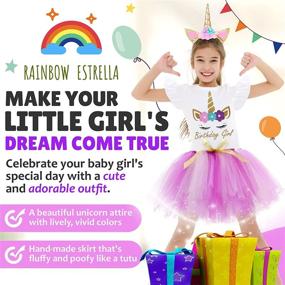 img 3 attached to 🦄 Girls' Unicorn Birthday Dress Outfit with Headband - Clothing for Skirts & Skorts