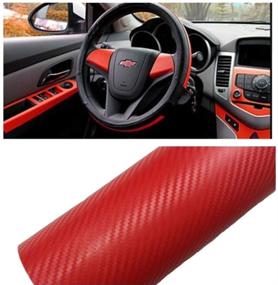 img 4 attached to Transform Your Car with Silence Shopping 3D Carbon Fiber Vinyl Wrap - Red, 127X30cm Roll Film Sticker Decal