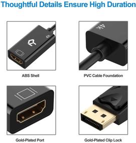 img 2 attached to 🖥️ Улучшите визуальный опыт с помощью адаптера Rankie DisplayPort (DP) to HDMI - 4K разрешение и аудио конвертер (черный).