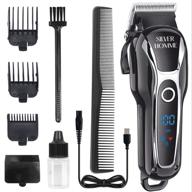 💈 professional cordless hair clippers for men - silver homme beard trimmer barbers grooming kit with rechargeable battery and led display logo