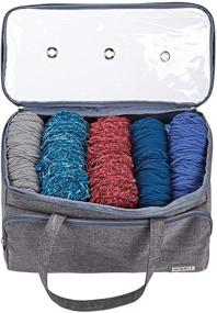 img 2 attached to 🧶 Convenient Grey HOMEST Yarn Storage Bag: Portable Knitting Tote for Yarn Skeins, Crochet Hooks & Knitting Needles (up to 16 inches), Clear Top & 3 Oversized Grommets Included