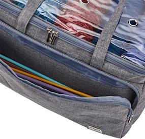 img 1 attached to 🧶 Convenient Grey HOMEST Yarn Storage Bag: Portable Knitting Tote for Yarn Skeins, Crochet Hooks & Knitting Needles (up to 16 inches), Clear Top & 3 Oversized Grommets Included