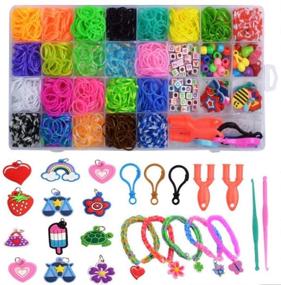 img 4 attached to 🎁 HYWWH Rubber Bands Refill Kit: 1500 Loom Bands, 23 Colors, 48 S-Clips, 5 Charms - Ideal DIY Crafting Gifts for Kids