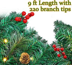 img 3 attached to 🎄 9-Foot Christmas Lighted Garland by GUOOU: Battery Operated, Pre Lit Garland Wreath for Indoor Home Winter Holiday Decorations – Perfect Xmas and New Year's Décor