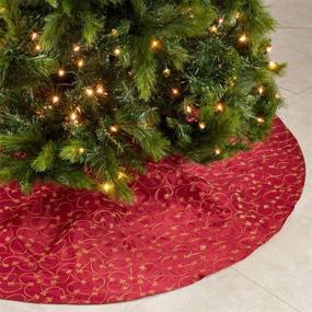 img 4 attached to 🎄 Fennco Styles Gold Embroidery Burgundy Christmas Tree Skirt - Elegant One Piece for Home, Holiday Decor and Special Occasions (52 Inch)