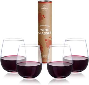 img 4 attached to 🍷 YO BISTRO Unbreakable Stemless Wine Glasses, Set of 4, Perfect Gift Box, 100% Tritan Shatterproof Plastic, 16 Oz, Dishwasher Safe