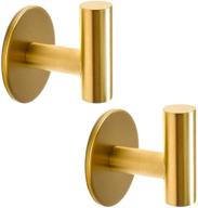 🛁 vuzvuv brushed gold stainless steel towel hooks: durable, waterproof, self-adhesive wall hooks for bathrooms, kitchens, and hotels - 2 pack logo