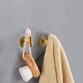 img 2 attached to 🛁 Vuzvuv Brushed Gold Stainless Steel Towel Hooks: Durable, Waterproof, Self-Adhesive Wall Hooks for Bathrooms, Kitchens, and Hotels - 2 Pack