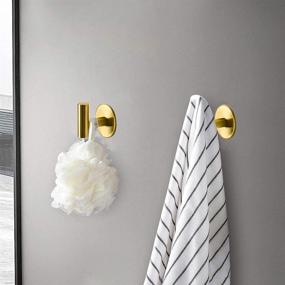 img 1 attached to 🛁 Vuzvuv Brushed Gold Stainless Steel Towel Hooks: Durable, Waterproof, Self-Adhesive Wall Hooks for Bathrooms, Kitchens, and Hotels - 2 Pack