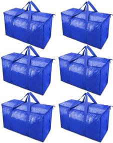 img 4 attached to 📦 TICONN 6 Pack Extra Large Moving Bags: Zippered & Carrying Handles, Heavy-Duty Storage Tote for Efficient Space Saving during Moves