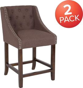 img 3 attached to 🪑 Taylor + Logan Residential Barstools, 2 Pack: Stylish Brown Fabric Seating Solution for Your Home