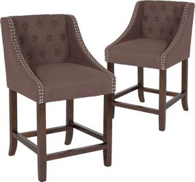 img 4 attached to 🪑 Taylor + Logan Residential Barstools, 2 Pack: Stylish Brown Fabric Seating Solution for Your Home