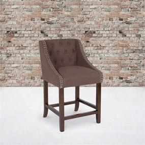 img 2 attached to 🪑 Taylor + Logan Residential Barstools, 2 Pack: Stylish Brown Fabric Seating Solution for Your Home