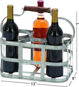 img 3 attached to 🍷 Galvanized Gray Finish Farmhouse Wine Holder with Handle, Deco 79, 6-Slot Metal, One Size