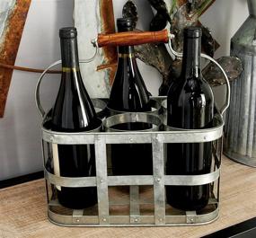 img 2 attached to 🍷 Galvanized Gray Finish Farmhouse Wine Holder with Handle, Deco 79, 6-Slot Metal, One Size