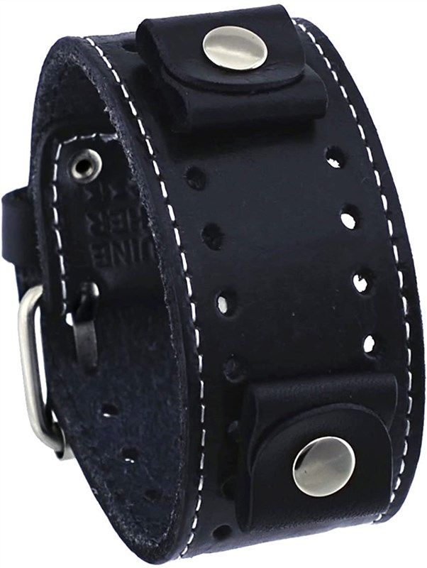 Nemesis Black Leather Wrist Watch 标志