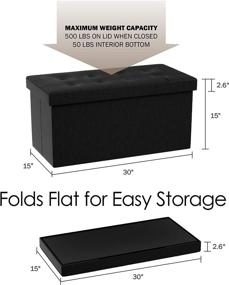 img 3 attached to 🛋️ Black Faux Leather Rectangular Storage Ottoman Bench with Lid - Home-Complete Organizer Trunk for Blankets, Shoes, Toys, and More - Space Saving Furniture Solution