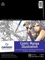 🎨 canson artist series comic manga illustration pad - 9"x12", fold-over cover, 20 sheets - expert quality! logo