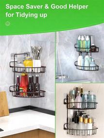 img 2 attached to SMARTAKE 2-Tier Rustproof Shower Caddy - Wall Mounted Bathroom Shelf with Removable Adhesive, Corner Storage Organizer for Shampoo, Kitchen, Toilet, Dorm - No Drilling, Bronze