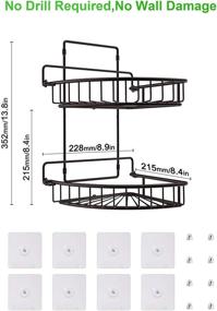 img 3 attached to SMARTAKE 2-Tier Rustproof Shower Caddy - Wall Mounted Bathroom Shelf with Removable Adhesive, Corner Storage Organizer for Shampoo, Kitchen, Toilet, Dorm - No Drilling, Bronze