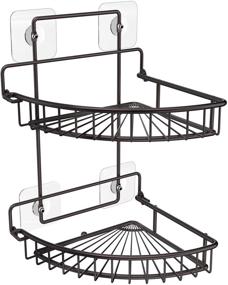 img 4 attached to SMARTAKE 2-Tier Rustproof Shower Caddy - Wall Mounted Bathroom Shelf with Removable Adhesive, Corner Storage Organizer for Shampoo, Kitchen, Toilet, Dorm - No Drilling, Bronze