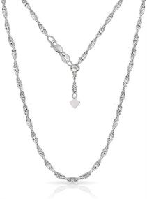 img 2 attached to Verona Jewelers 925 Sterling Silver 1.5MM Adjustable Singapore Twist Chain Necklace - 24" Slider & Bolo Necklace for Women