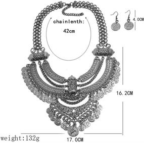 img 2 attached to 💃 LZHLQ Fashion Bib Necklace Bohemian Coin Statement Necklace and Earrings Set for Girls - Punk Ethnic Style Jewelry for Women