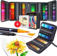 vibrant 100 colors dual tip brush pens: ideal markers for art, coloring, and calligraphy, complete with canvas bag logo