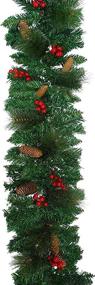 img 3 attached to 🎄 9 Foot Non-Lit Christmas Garland for Mantle, Fireplace, Outdoor or Indoor Decorations - Greenery Garland for Stairs, Railing, Door, or Christmas Tree - 4E's Novelty