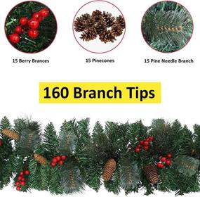 img 1 attached to 🎄 9 Foot Non-Lit Christmas Garland for Mantle, Fireplace, Outdoor or Indoor Decorations - Greenery Garland for Stairs, Railing, Door, or Christmas Tree - 4E's Novelty