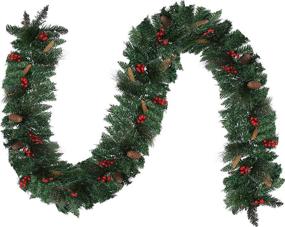 img 4 attached to 🎄 9 Foot Non-Lit Christmas Garland for Mantle, Fireplace, Outdoor or Indoor Decorations - Greenery Garland for Stairs, Railing, Door, or Christmas Tree - 4E's Novelty