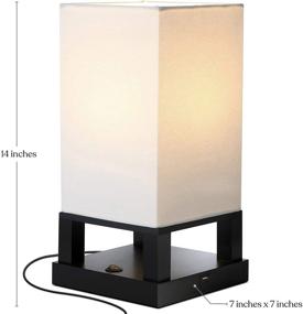 img 3 attached to Modern Asian Bedroom Nightstand Lamp with USB Ports - Brightech Maxwell: Wood Frame, Soft LED Light & Black Finish