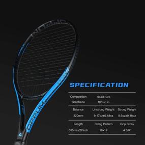 img 2 attached to 🎾 OPPUM Adult 27" Graphite 100% Full Carbon Pro Tennis Racket - 360 Super Light Speed Team Match Racquet for Professionals and Training