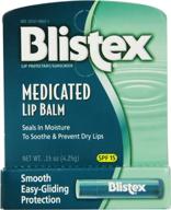 blistex medicated lip balm with spf 15 - soothing relief for dry, chapped lips, 0.15oz (pack of 8) logo