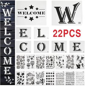 img 4 attached to Enhance Your Home with the 22 PCS Large Welcome Sign Stencils Set for Painting on Wood and Beyond