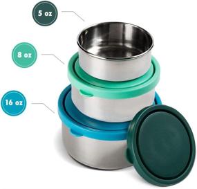 img 2 attached to 🍱 MIRA Stainless Steel Lunch Box Food Storage Containers - BPA Free, Eco-Friendly & Reusable Snack Food Nesting Containers for Kids & Adults - Set of 3 (Blue/Emerald/Teal)