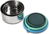 🍱 mira stainless steel lunch box food storage containers - bpa free, eco-friendly & reusable snack food nesting containers for kids & adults - set of 3 (blue/emerald/teal) logo