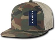 🧢 decky cotton flat bill trucker cap: trendy and stylish headgear for men and women logo