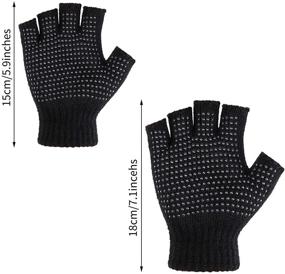 img 3 attached to Cooraby Fingerless Gloves Knitted Stretchy Men's Accessories