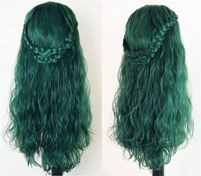 img 2 attached to 🌿 24 Inch Friya Green Wig - Glueless Lace Front Wigs with Baby Hair, Dark Rooted Ombre Green 2 Tone Color, Long Loose Curly Wavy Hairstyle, Heat Resistant Synthetic Fiber, Natural Hairline