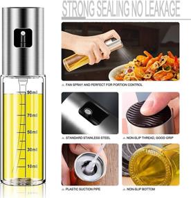 img 3 attached to 🍽️ 2-Pack Oil Sprayer for Cooking: Transparent Vinegar Spray Bottle for BBQ, Salad, Baking, Roasting, Grilling, Air Fryer - 100ml Olive Oil Mister Dispenser