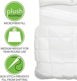 img 1 attached to 🛏️ mDesign King All-Season Hypoallergenic Microfiber Comforter - Plush Quilted Duvet Insert, Box Stitched - Machine Washable - Optic White