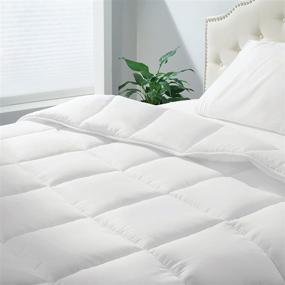 img 2 attached to 🛏️ mDesign King All-Season Hypoallergenic Microfiber Comforter - Plush Quilted Duvet Insert, Box Stitched - Machine Washable - Optic White