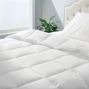 img 3 attached to 🛏️ mDesign King All-Season Hypoallergenic Microfiber Comforter - Plush Quilted Duvet Insert, Box Stitched - Machine Washable - Optic White