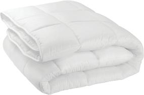 img 4 attached to 🛏️ mDesign King All-Season Hypoallergenic Microfiber Comforter - Plush Quilted Duvet Insert, Box Stitched - Machine Washable - Optic White