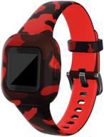 🌳 ruentech camouflage silicone wristband straps for garmin vivofit jr 3 - replacement watch bands for kid's vivofit jr. 3 fitness tracker (camo-red) logo
